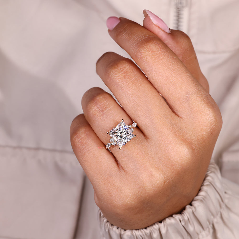IGI certified princess cut diamond ring handmade.
