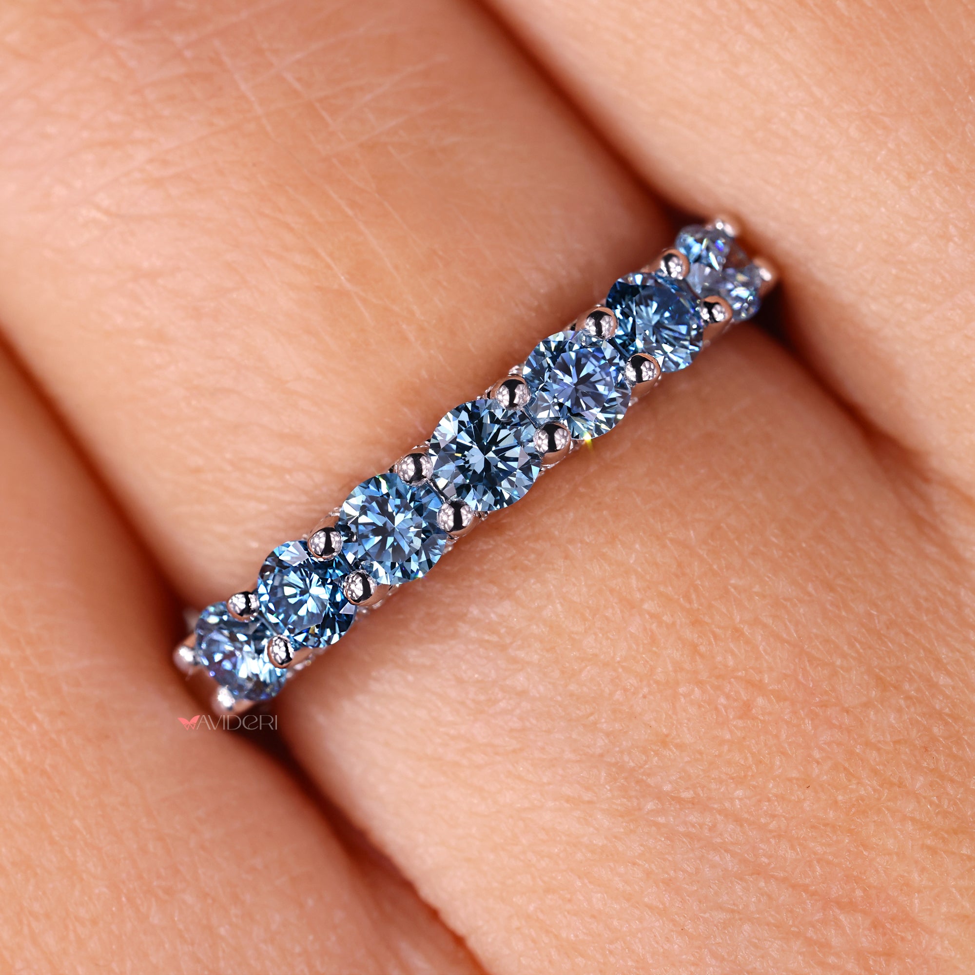 Handmade band with round diamond wedding band.