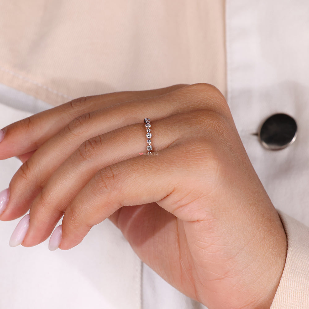 Lab Grown Diamond round diamond eternity band for an eco-friendly option.
