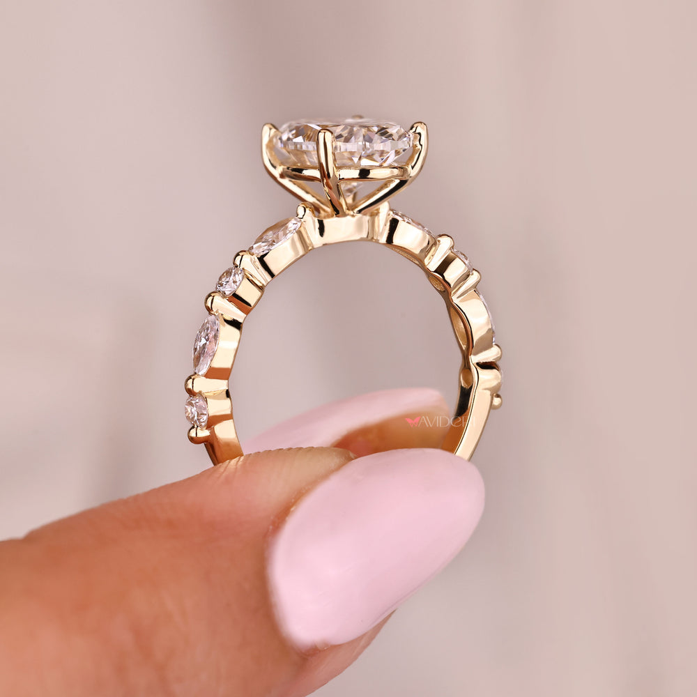 Lab grown oval diamond ring with four prong setting
