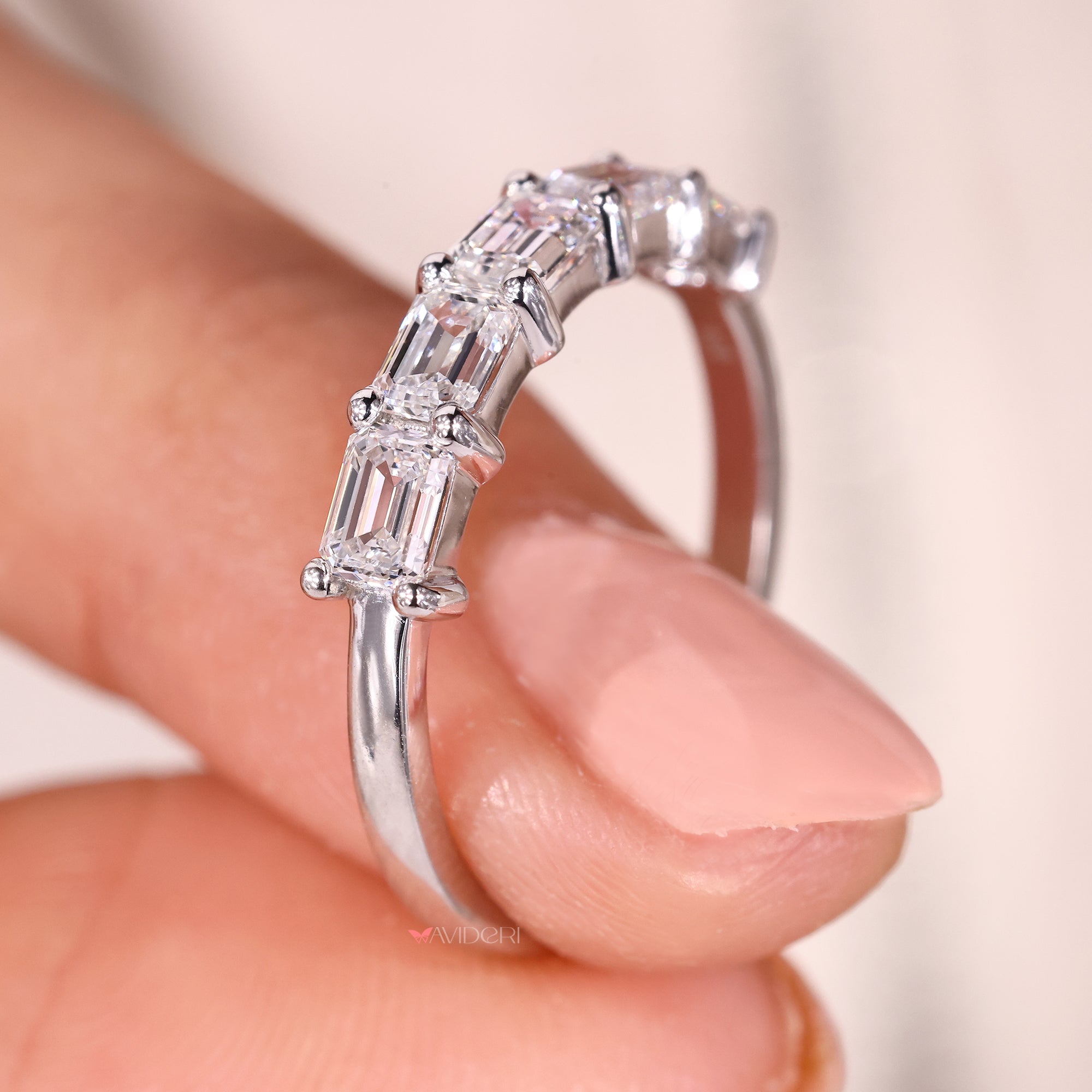 Half eternity band designed for lasting shine and comfort.
