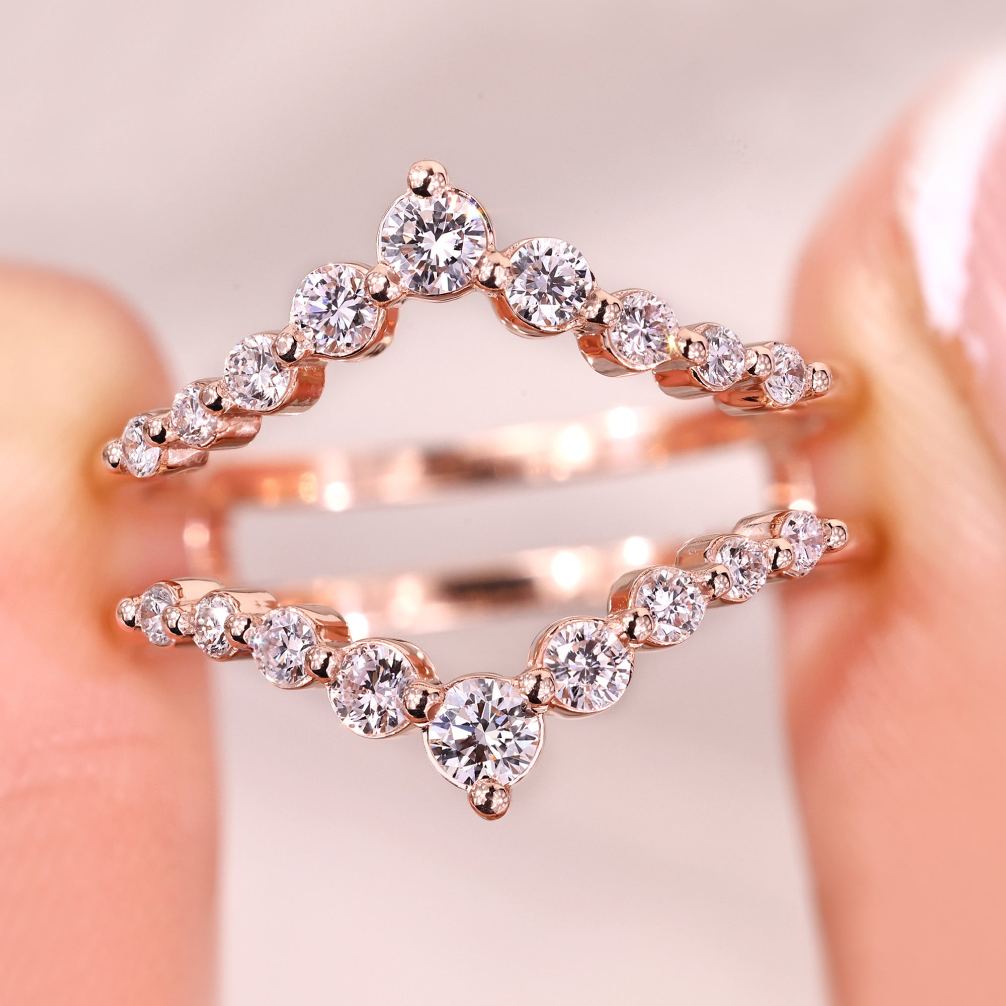 Custom Wedding Band with shared prong design.