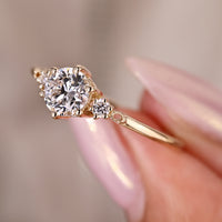 Three Stone Diamond Engagement Ring In Yellow Gold
