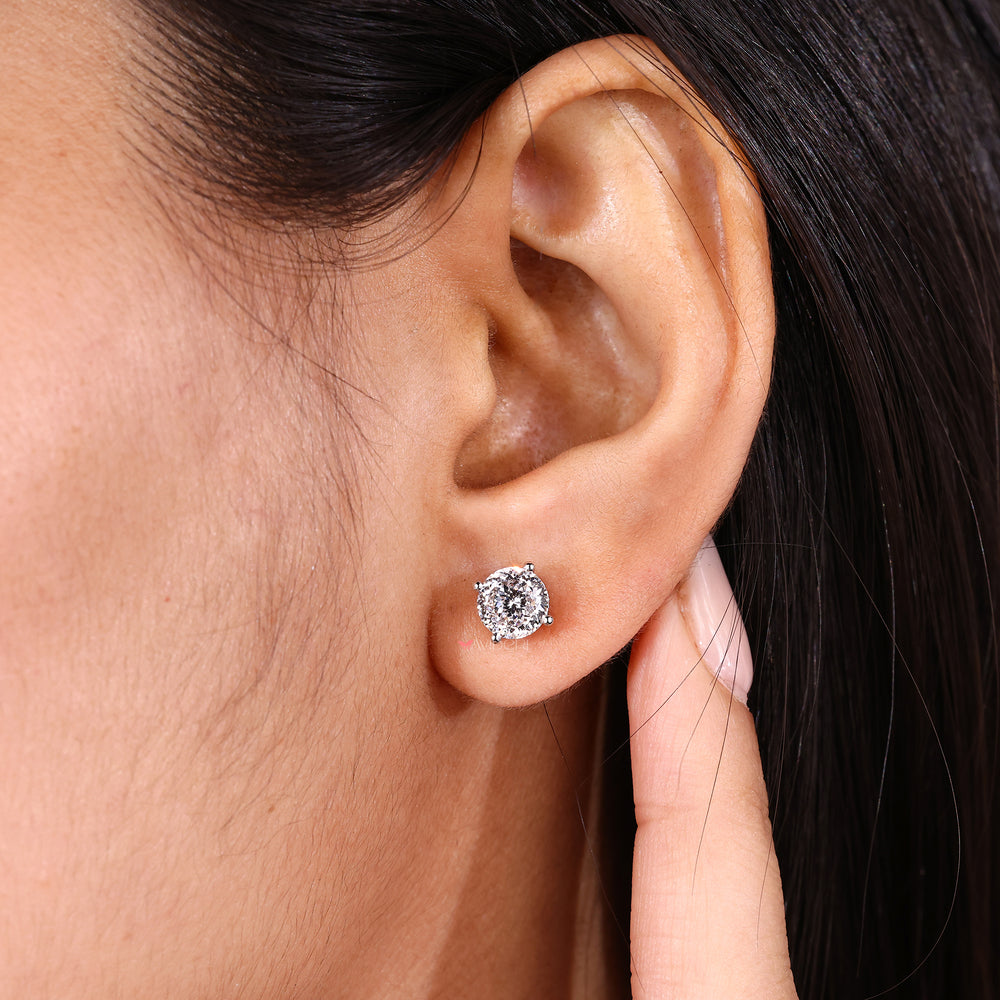 Portuguese cut lab grown diamond stud earrings.