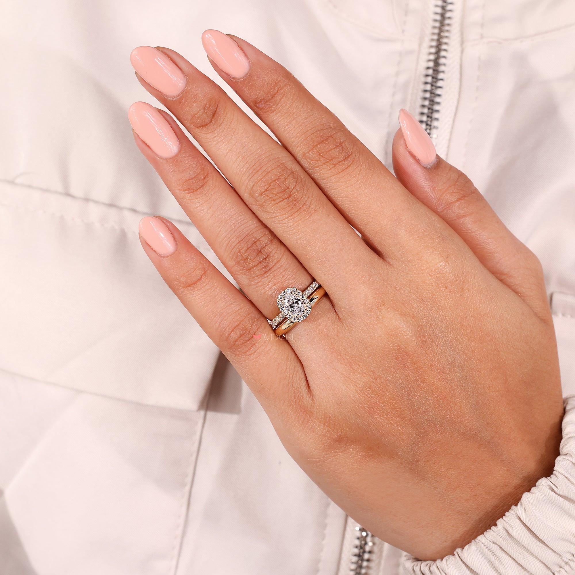 Custom wedding band in handmade band.