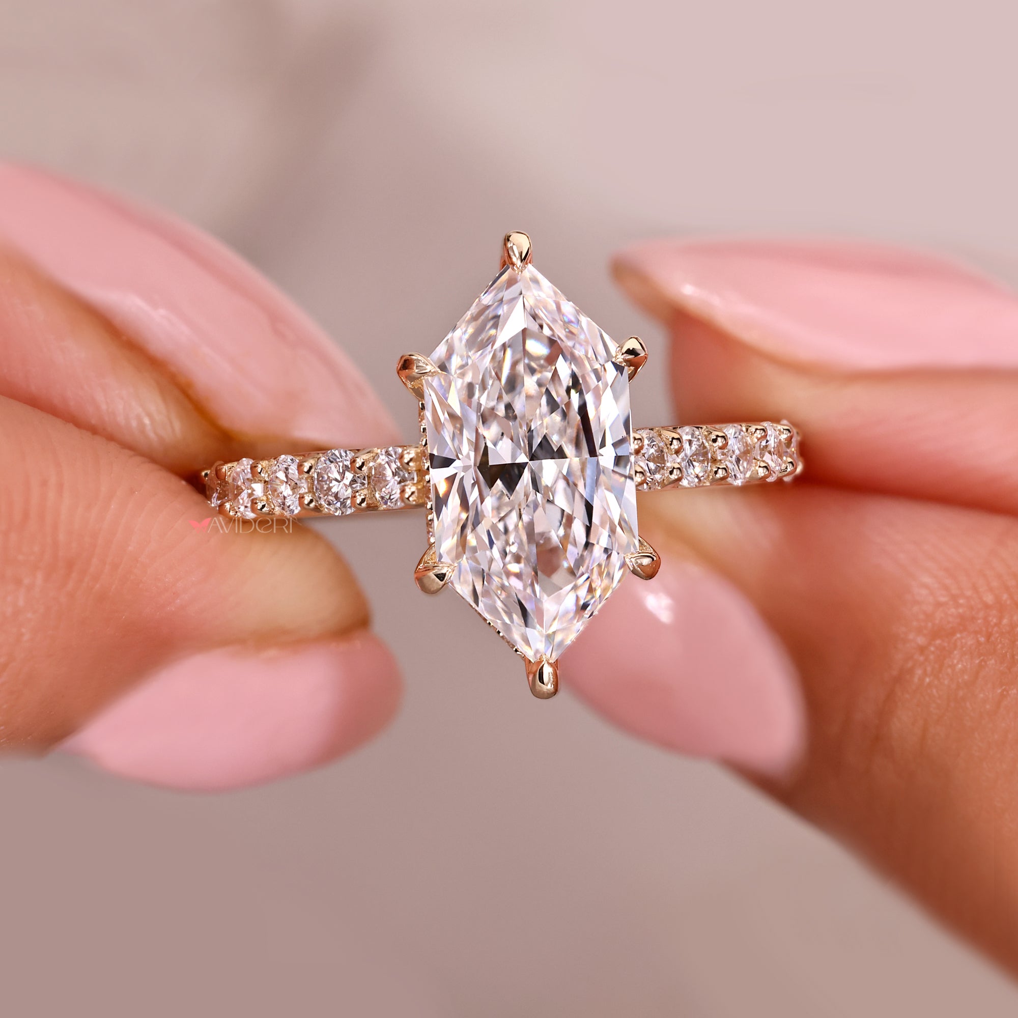 Dutch marquise ring with cathedral setting ring.