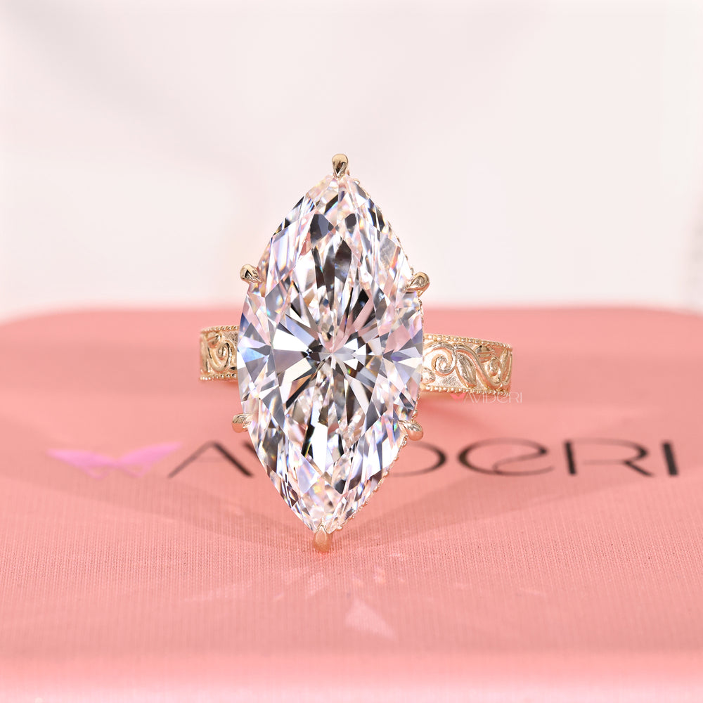 Handmade jewelry marquise engagement ring.