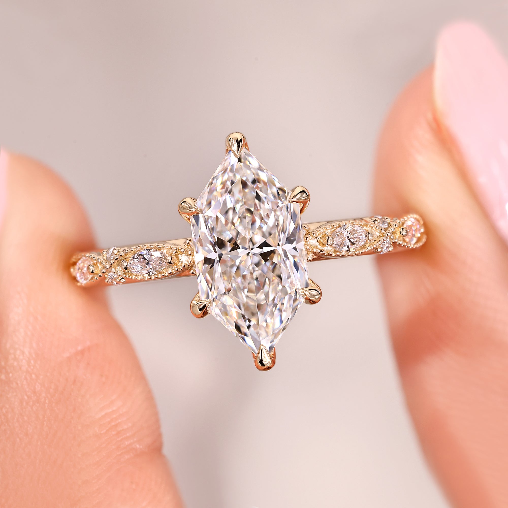 Handmade ring with six claw prong setting.