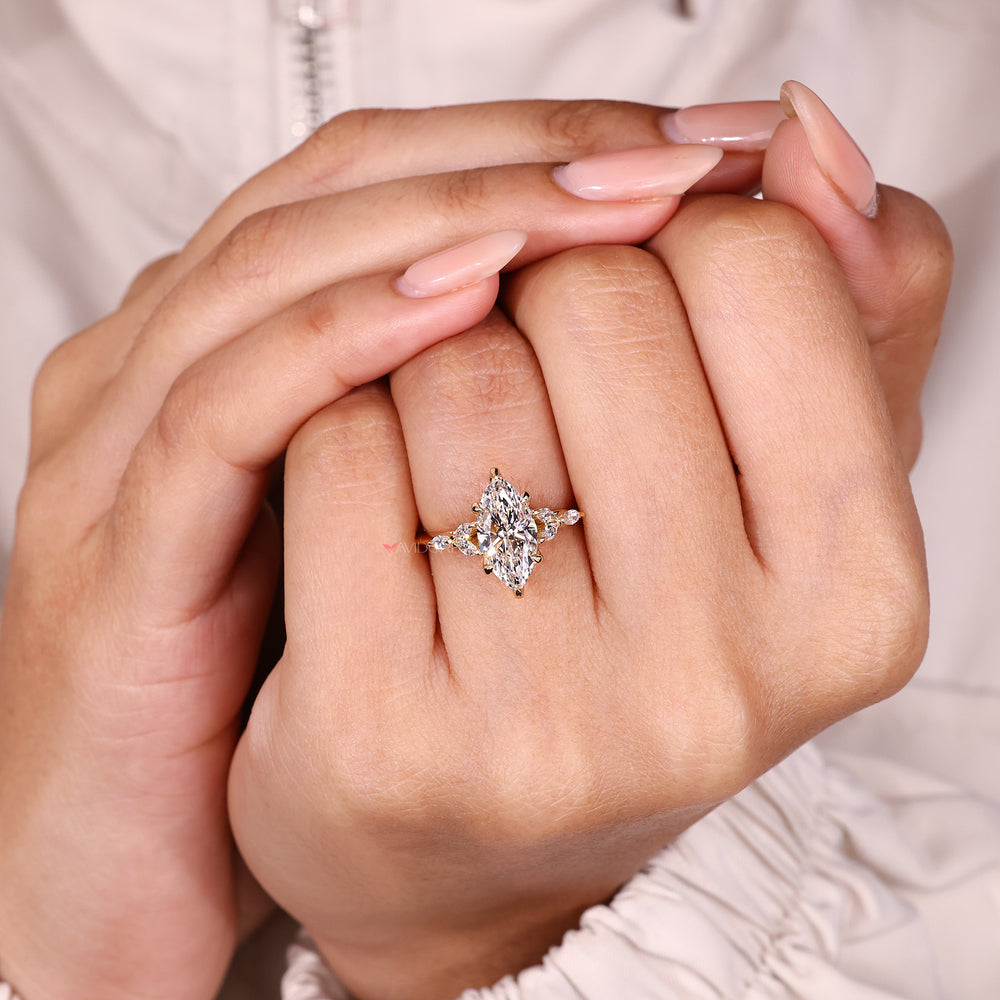 Lab grown marquise diamond ring design.
