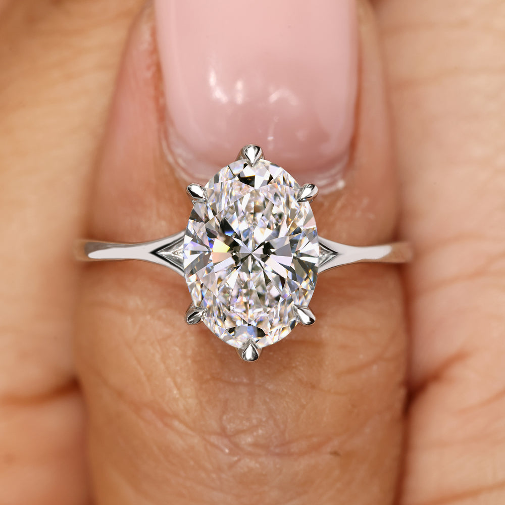 Lab grown oval diamond ring IGI certified.
