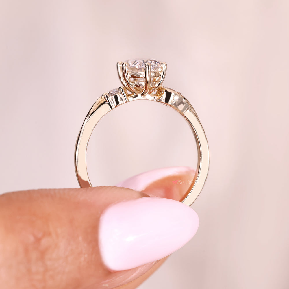 Handmade lab grown diamond ring with oval center stone
