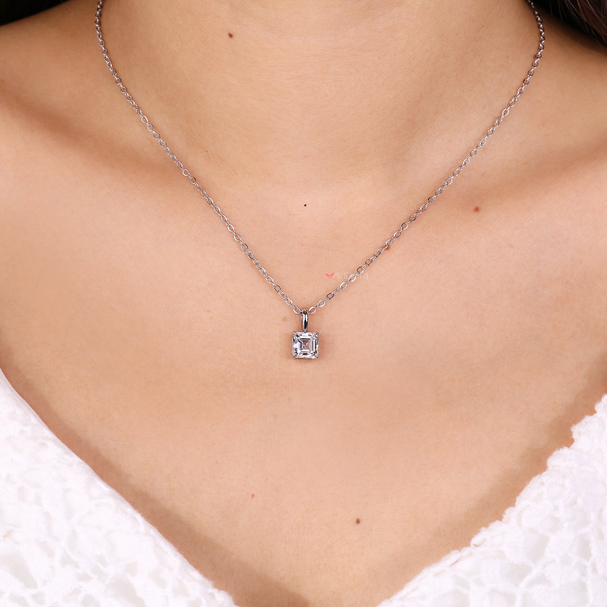 Lab Grown Diamond in handmade pendant style.