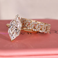 Dutch Marquise Solitaire Diamond Ring with Eternity Band
