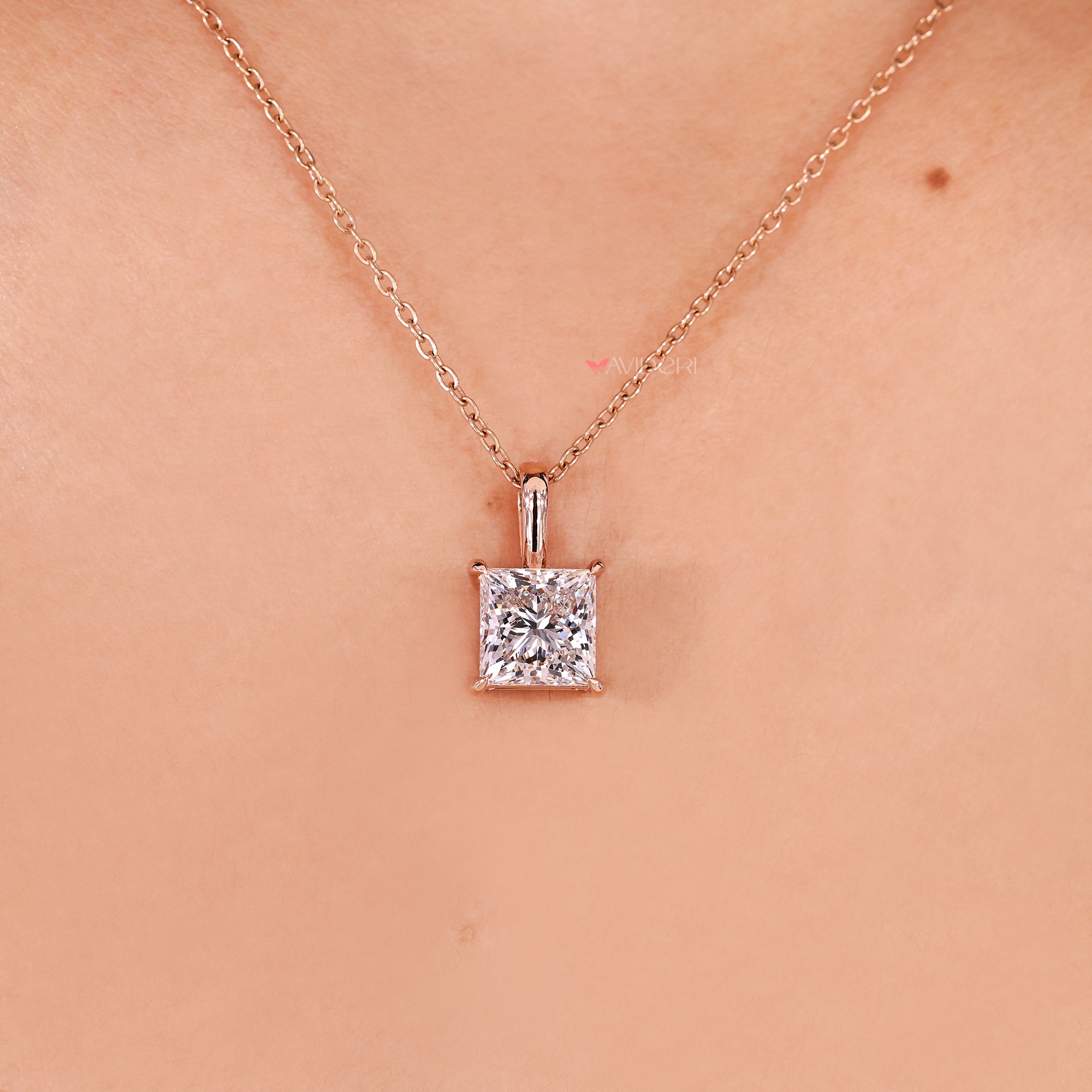 Lab Grown Diamond on unique pendant.

