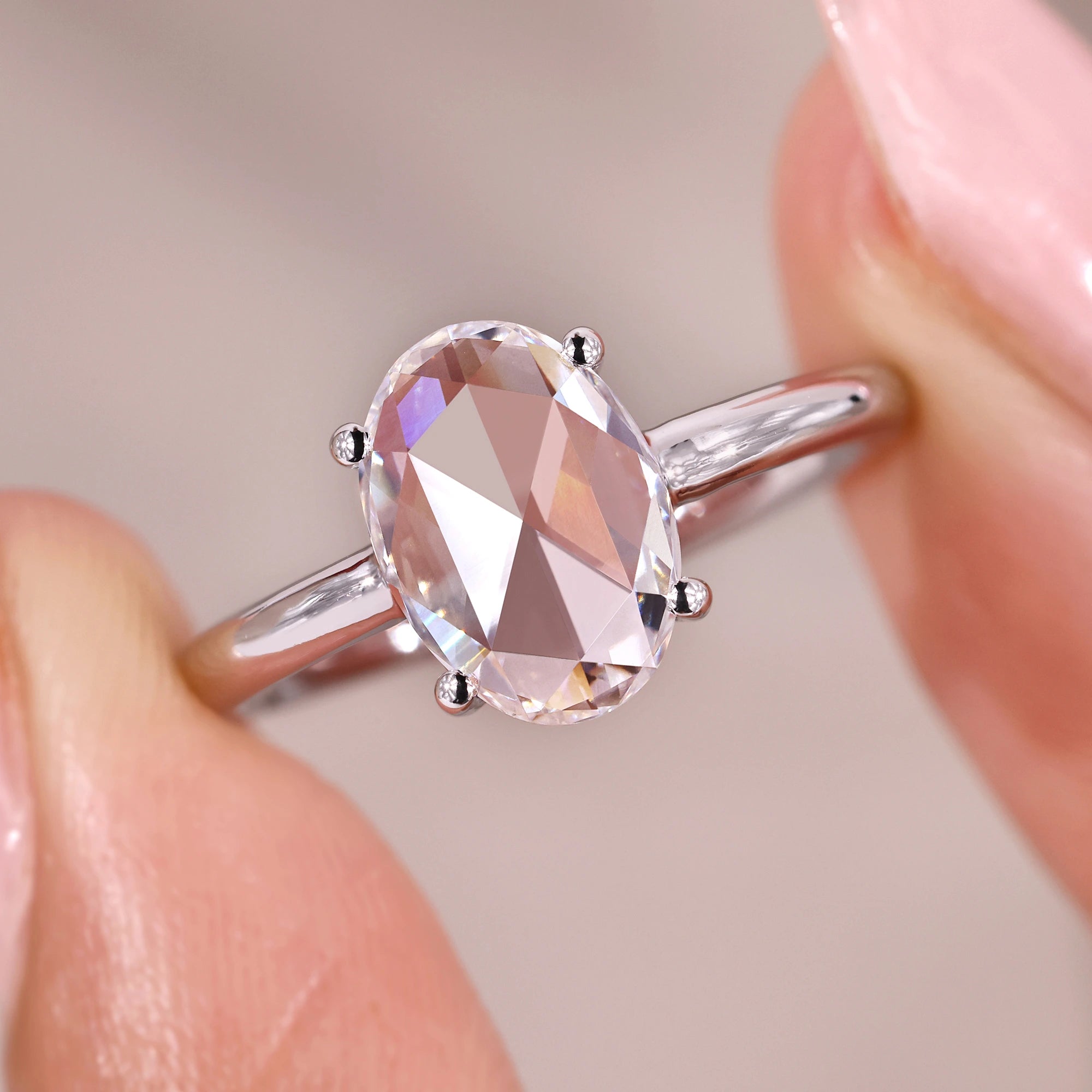 Handmade ring with solitaire diamond engagement ring.