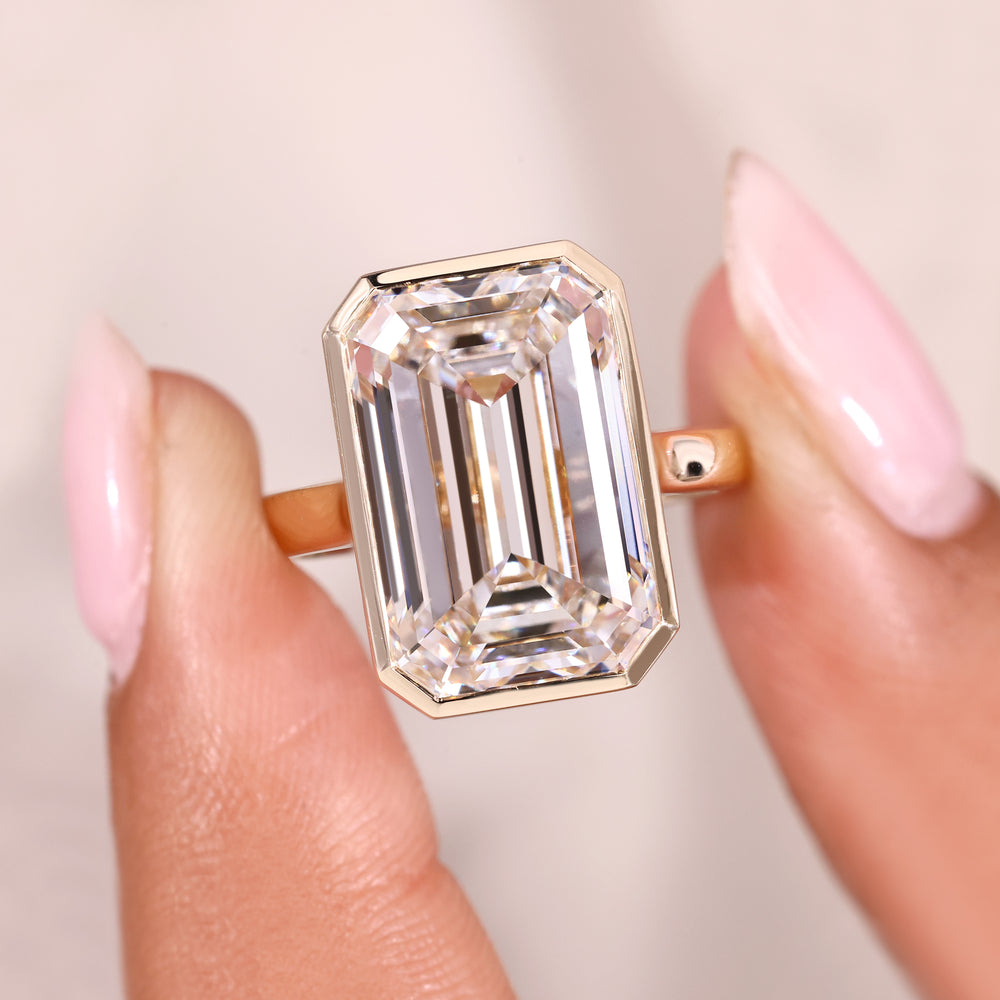 Handmade Emerald Cut Solitaire Diamond Ring.