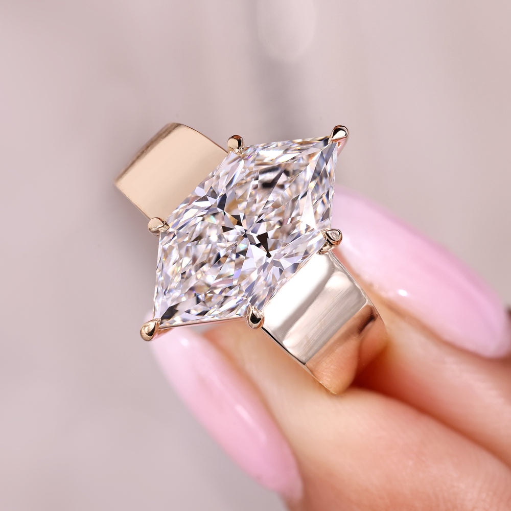 Lab grown diamond marquise engagement ring.