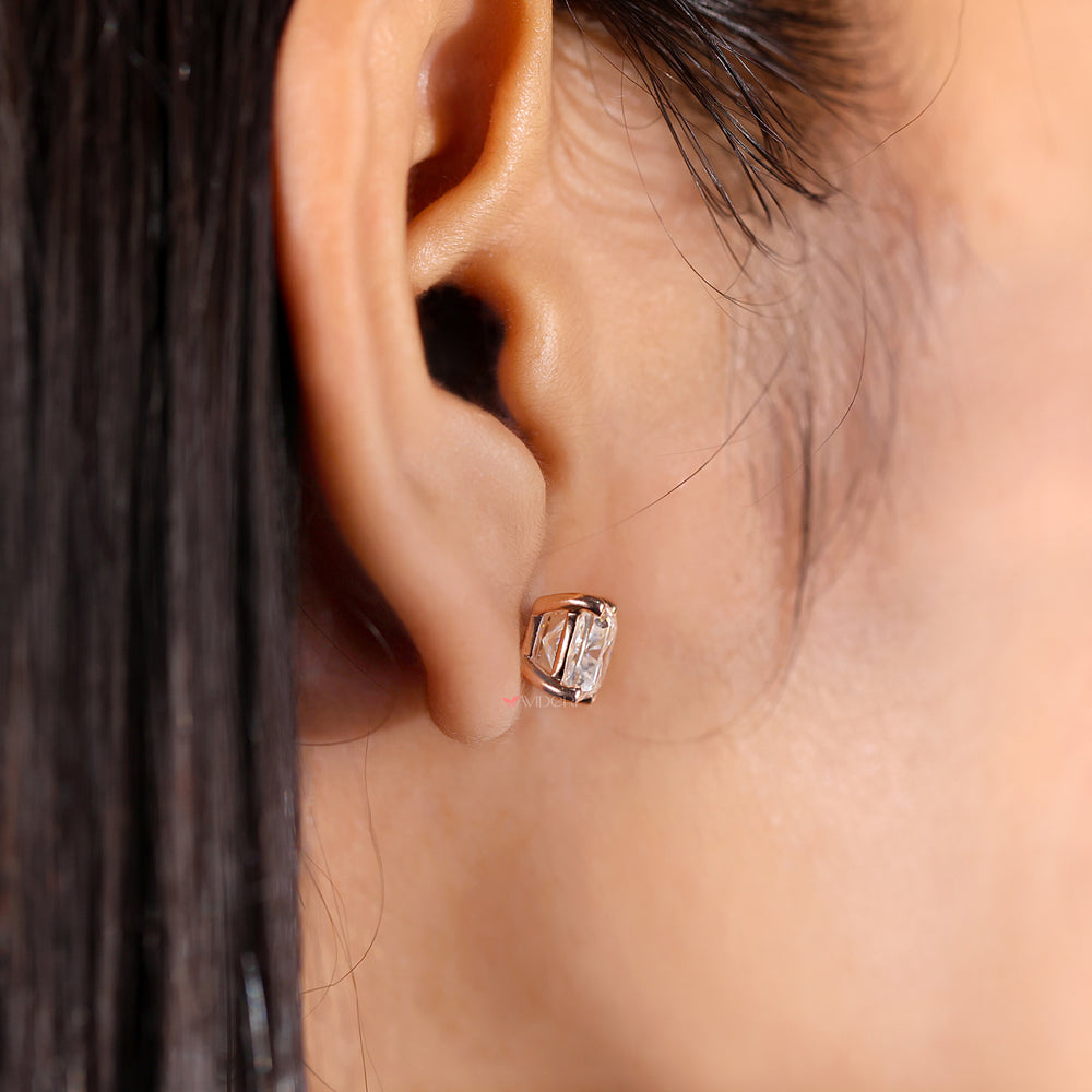 These moissanite earrings offer radiant shine and clarity.