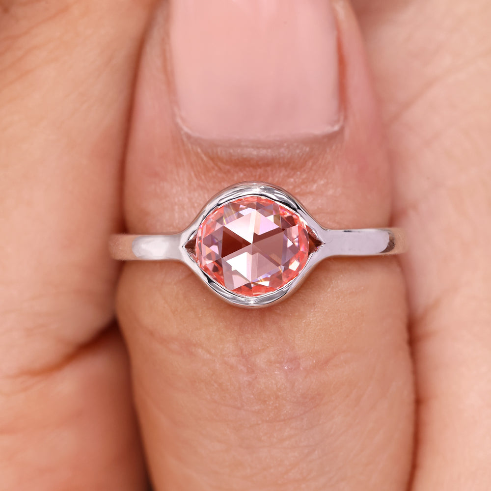 Solitaire engagement ring with round rose cut diamond ring.