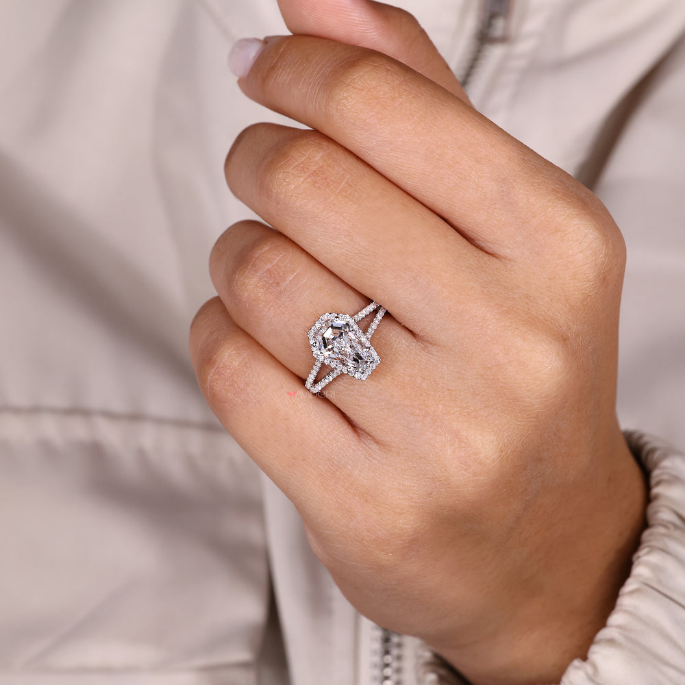IGI certified coffin cut diamond engagement ring.

