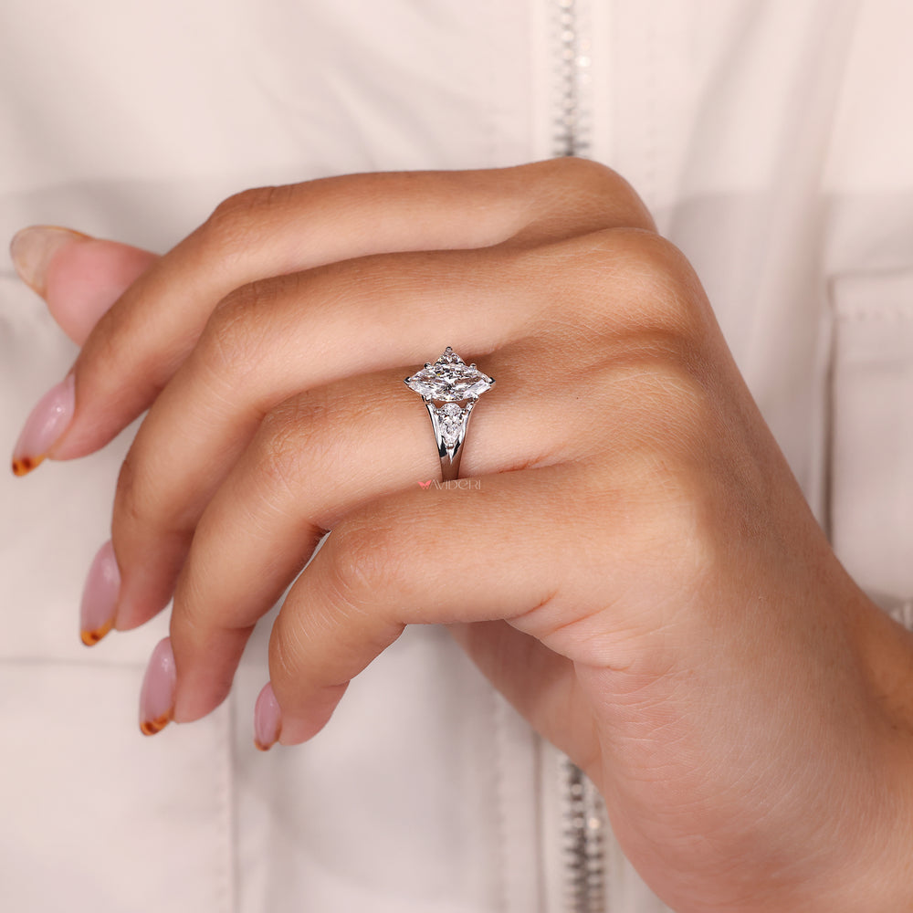 Handmade marquise diamond engagement ring by Avideri.