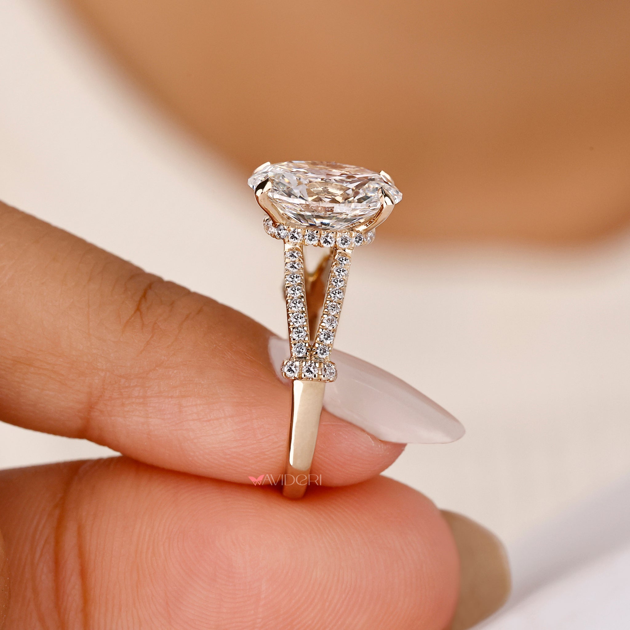 Hidden Halo Oval Engagement Ring