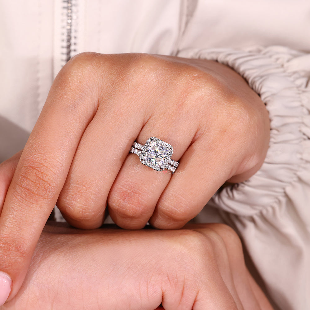 Custom Moissanite Bridal Set with handmade bridal set.
