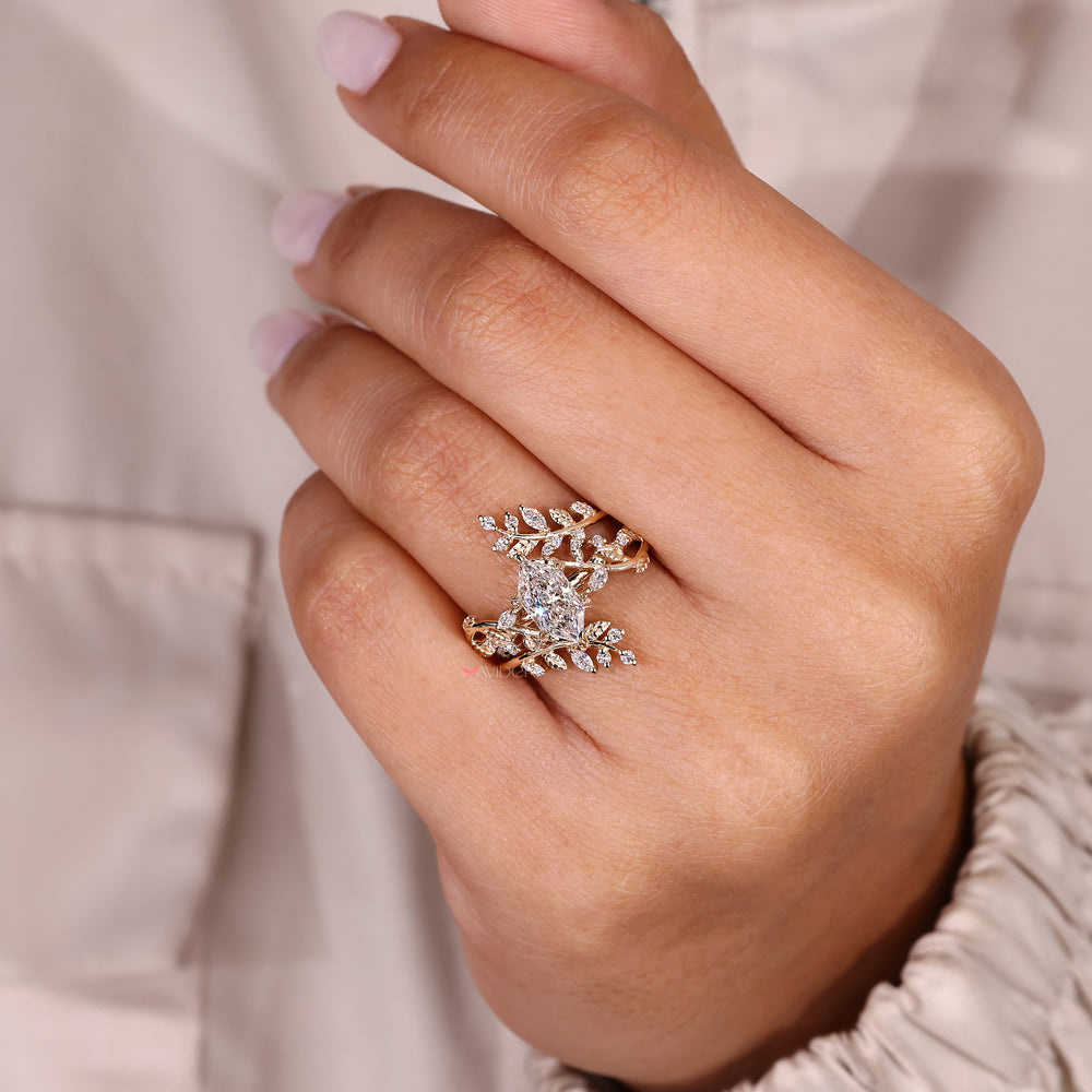 Diamond bridal set with dutch marquise center stone.
