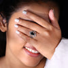 Pave setting ring featuring a coffin engagement ring for a vintage touch.