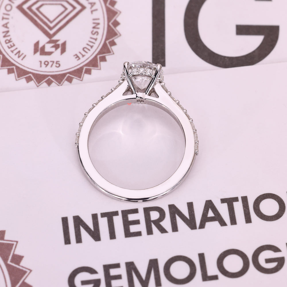 IGI certified round diamond engagement ring.
