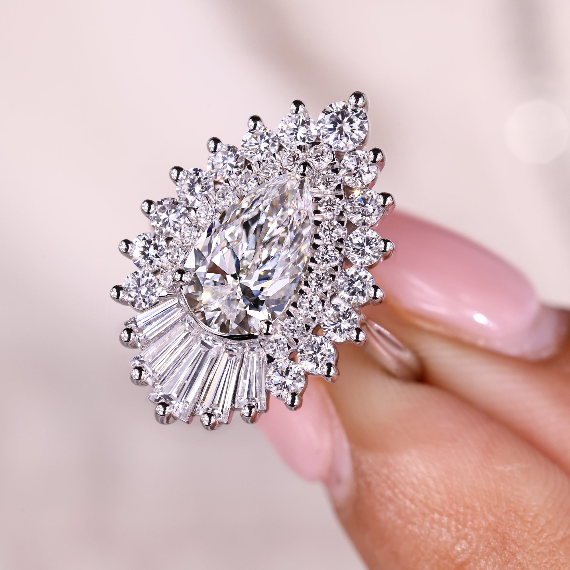 Snowflake ring with lab-grown ring.