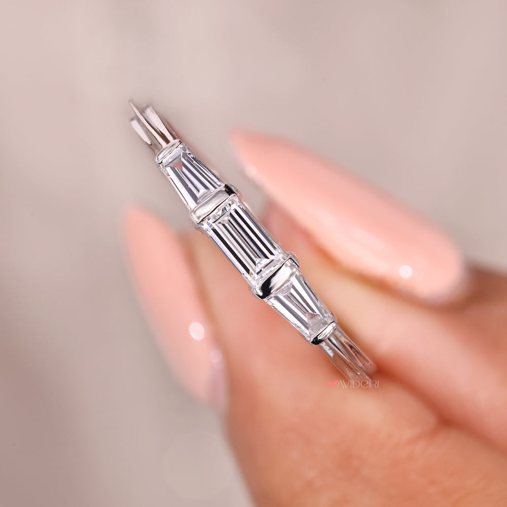 Bar set wedding band in white gold wedding band.