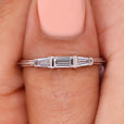 Baguette diamond wedding band with bar set wedding band.
