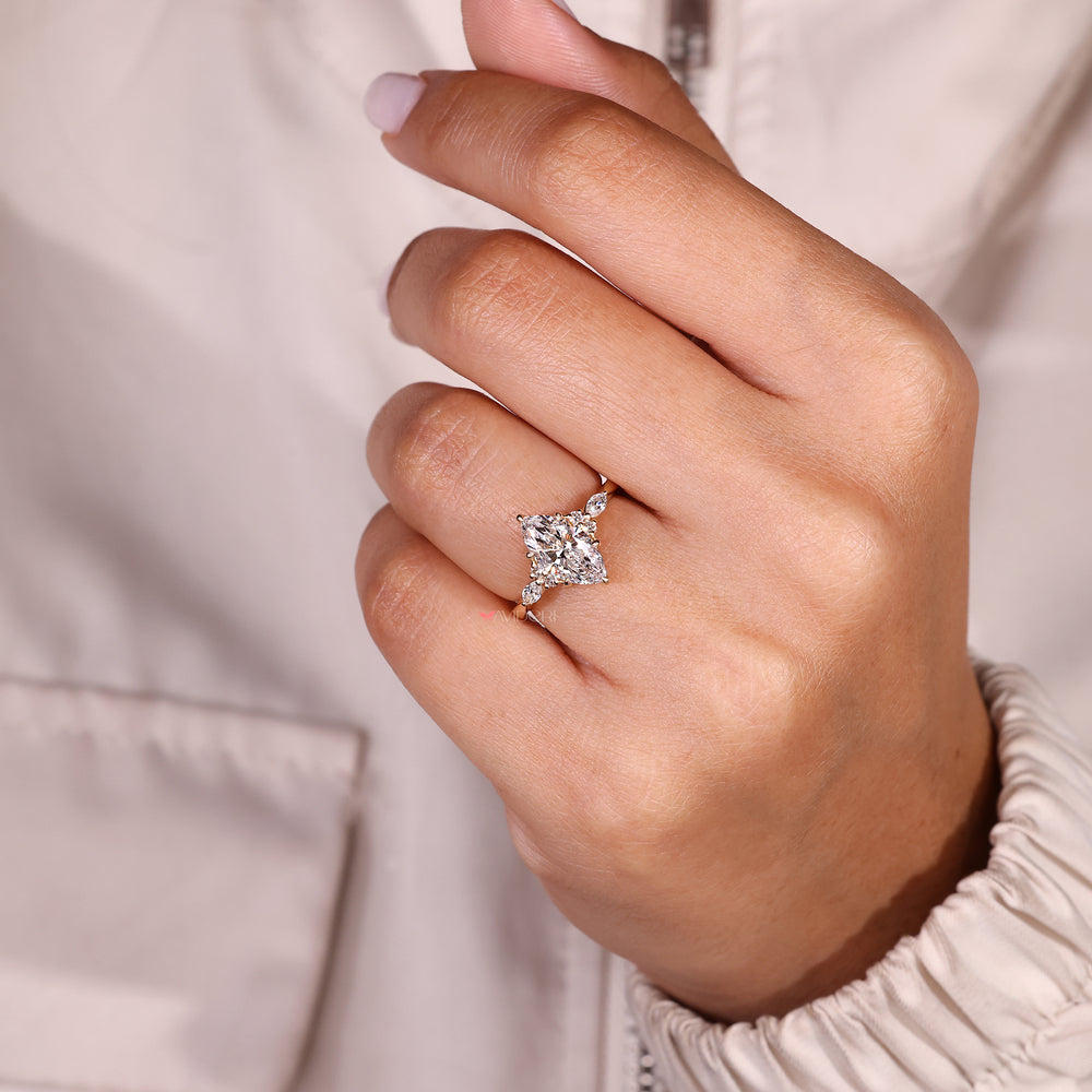 Lab grown marquise diamond ring with muse setting.
