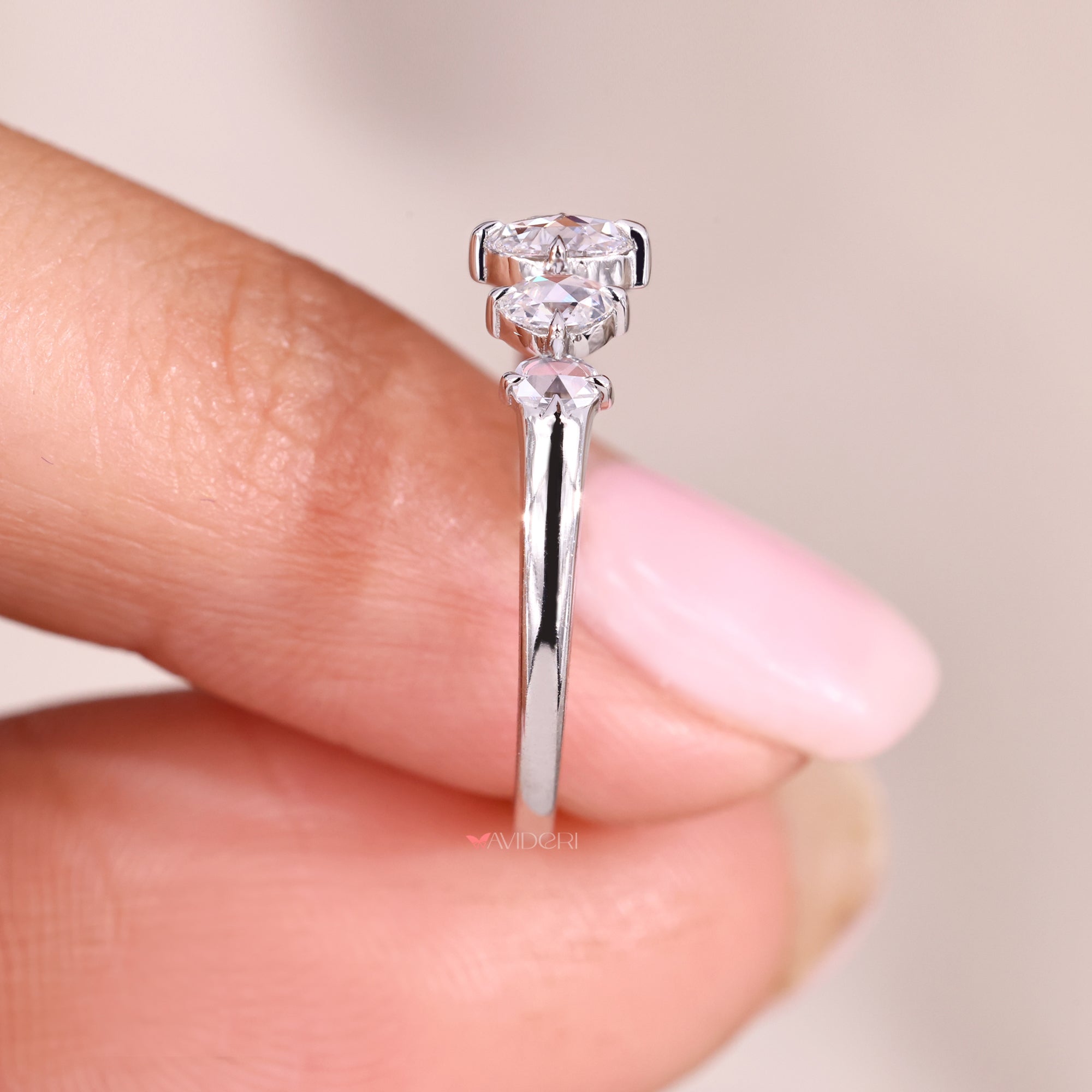 Custom wedding band with lab grown diamonds.