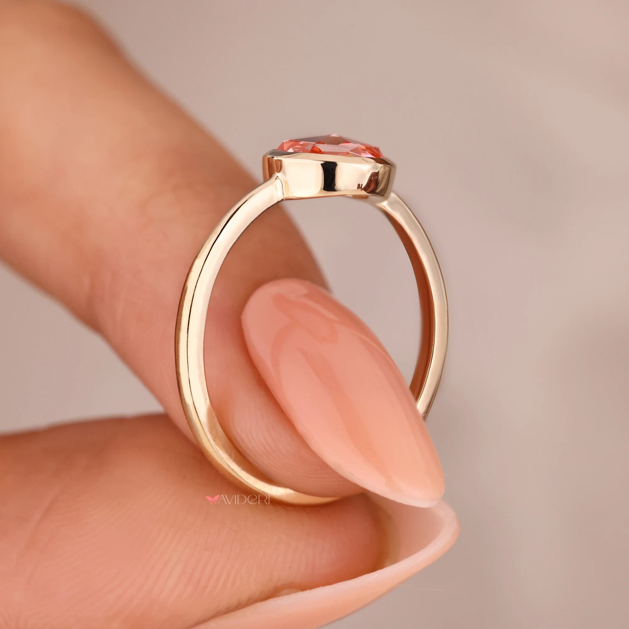 Yellow gold ring with lab-grown diamond ring.
