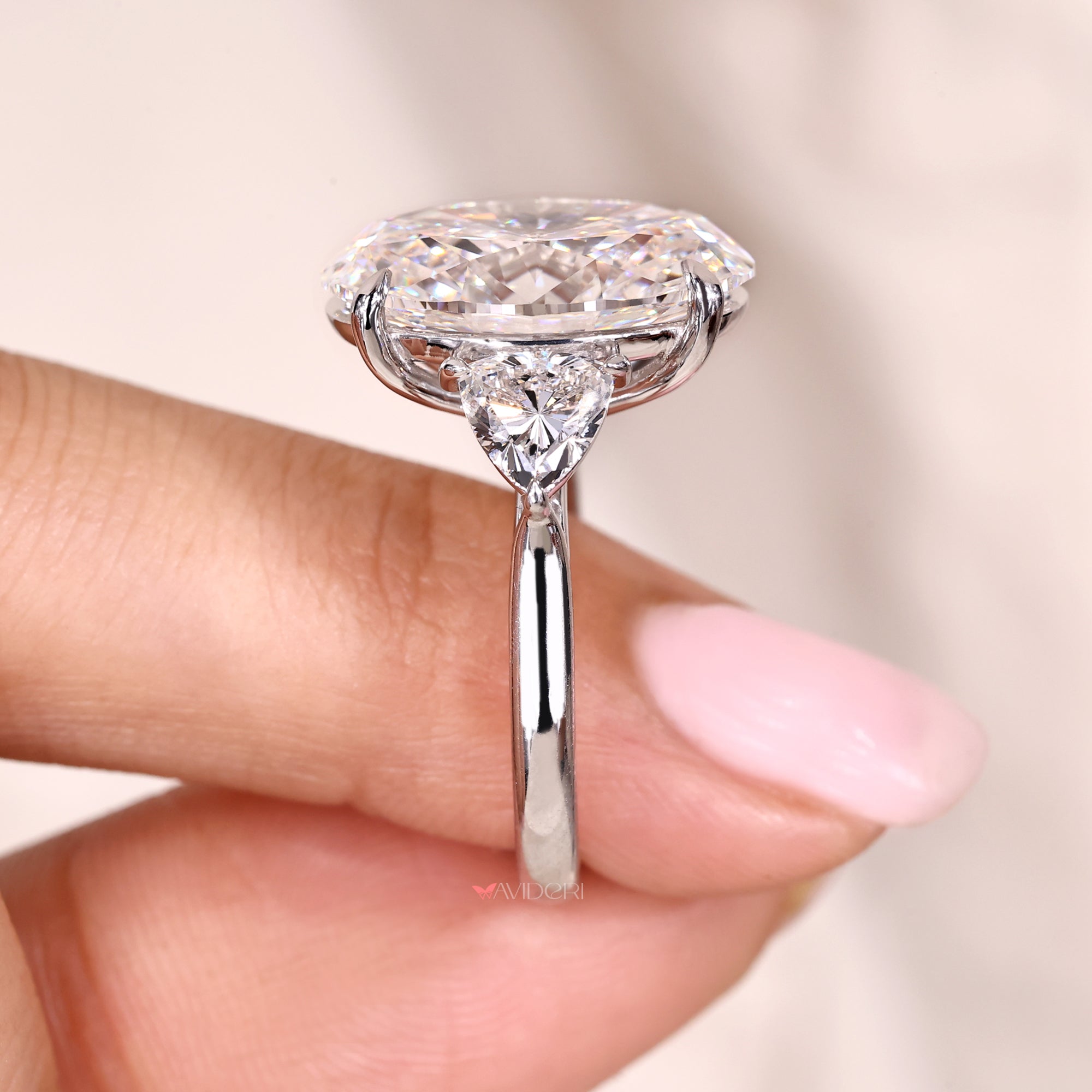Trillion Cut Diamond Engagement Ring with Tapered Shank.