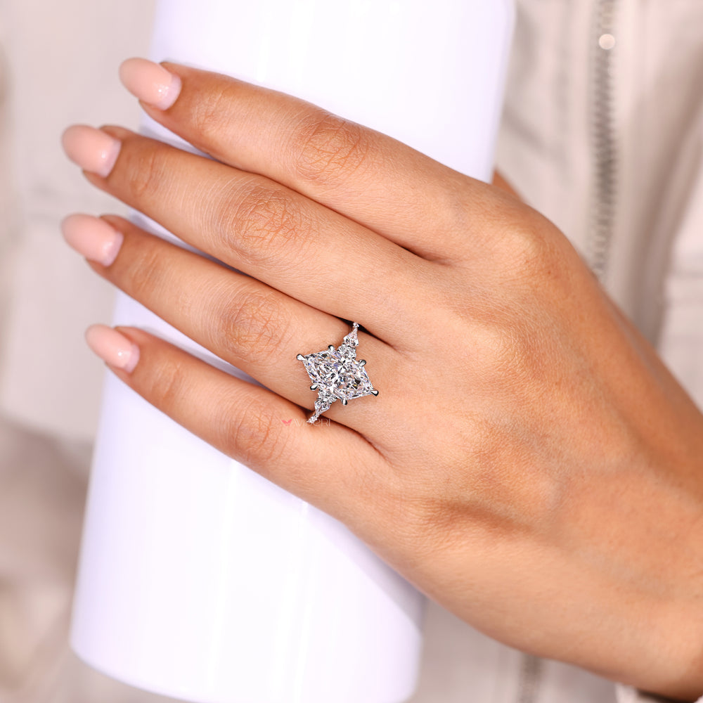 Lab grown Dutch marquise ring with tapered shank design
