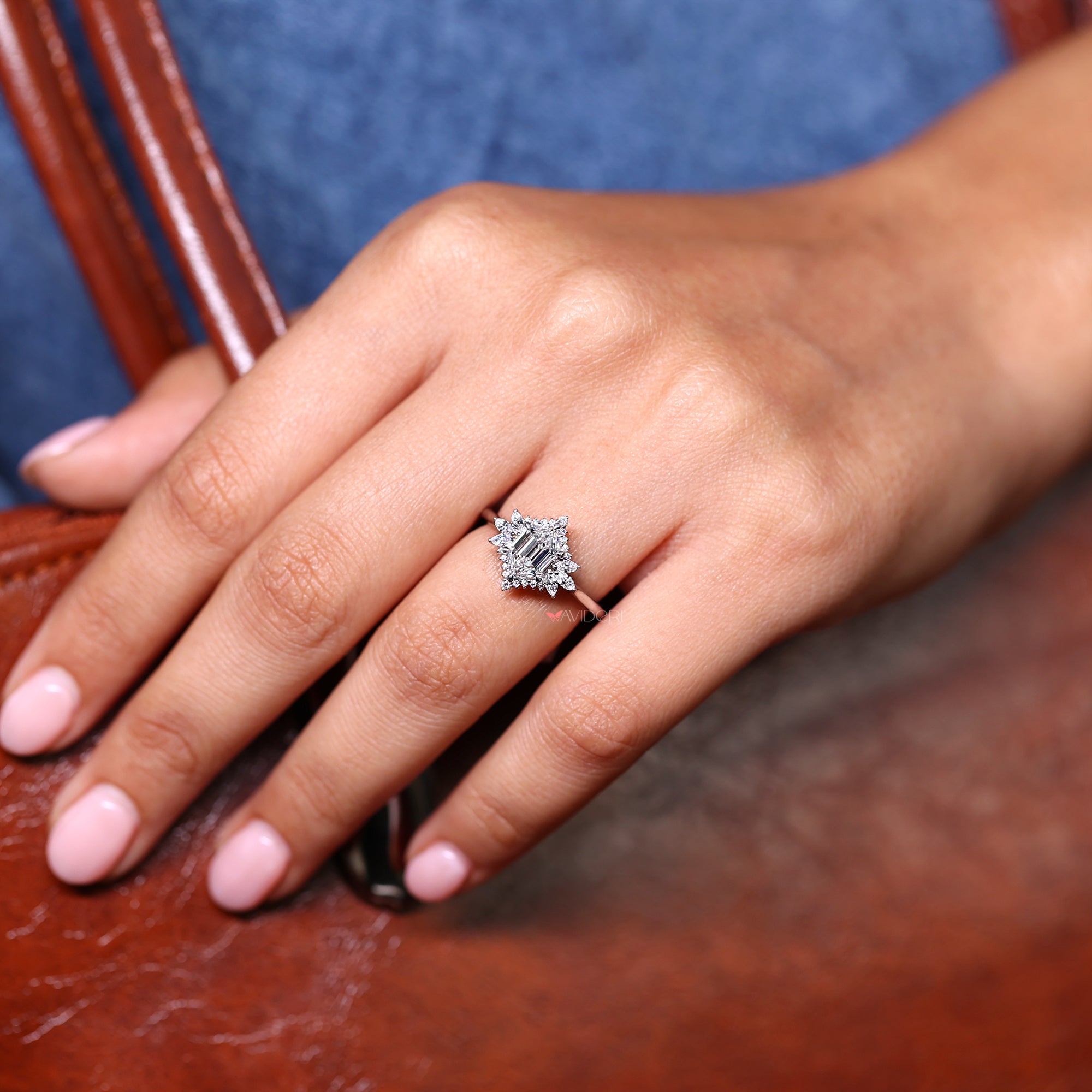 Muse setting in cathedral setting ring.
