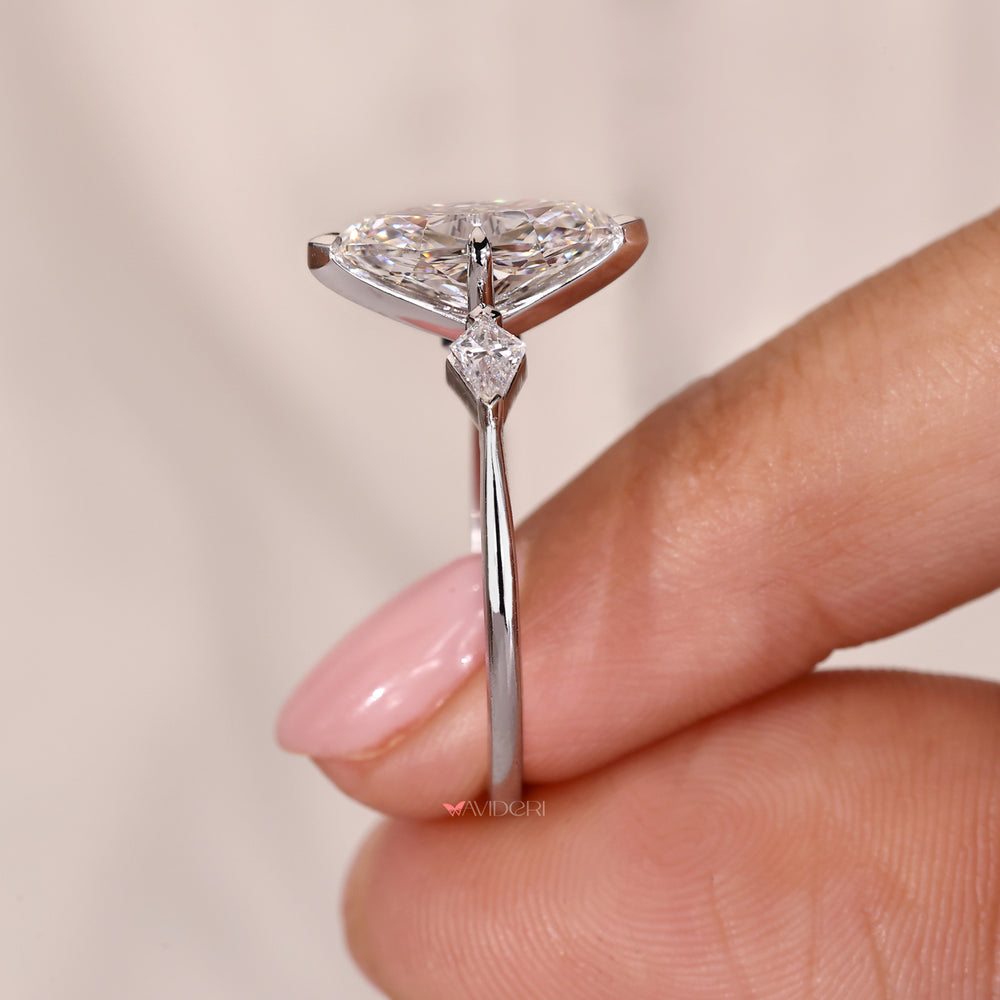 Tapered shank ring designed in white gold with IGI certified Lab Grown Diamond.