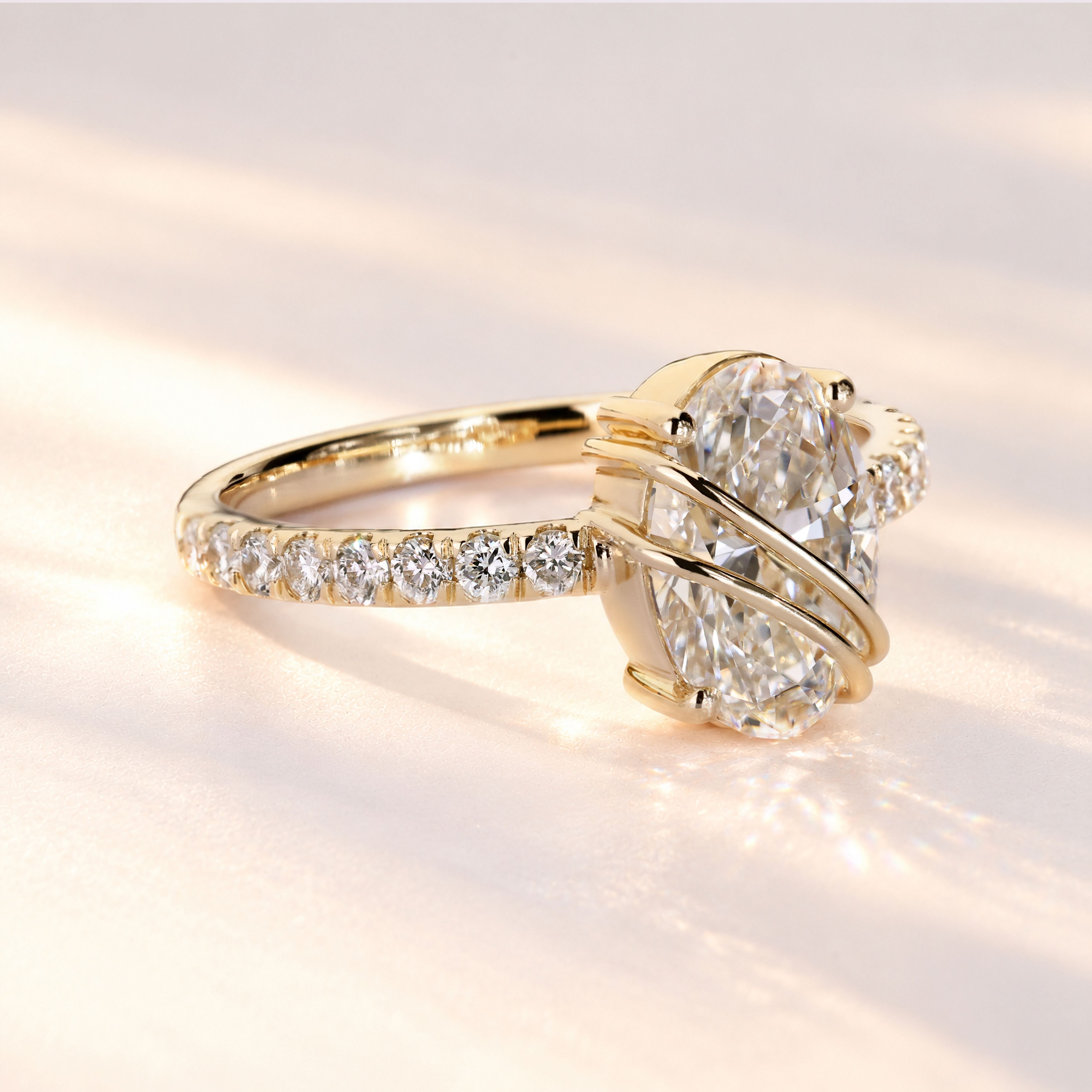 IGI certified oval lab grown diamond engagement ring.
