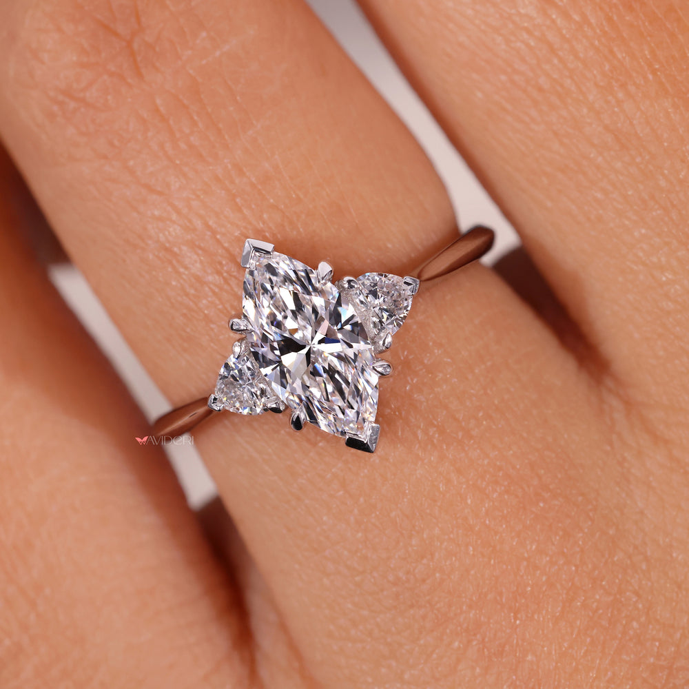 Romantic 2 Heart Side Stone ring featuring intricate craftsmanship and love-inspired details.

