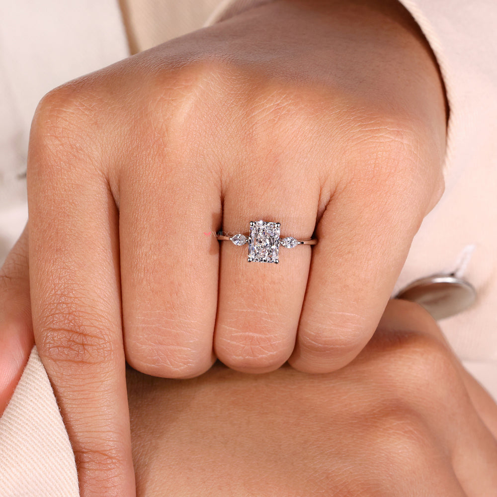 Handmade ring featuring radiant cut diamonds for a unique touch
