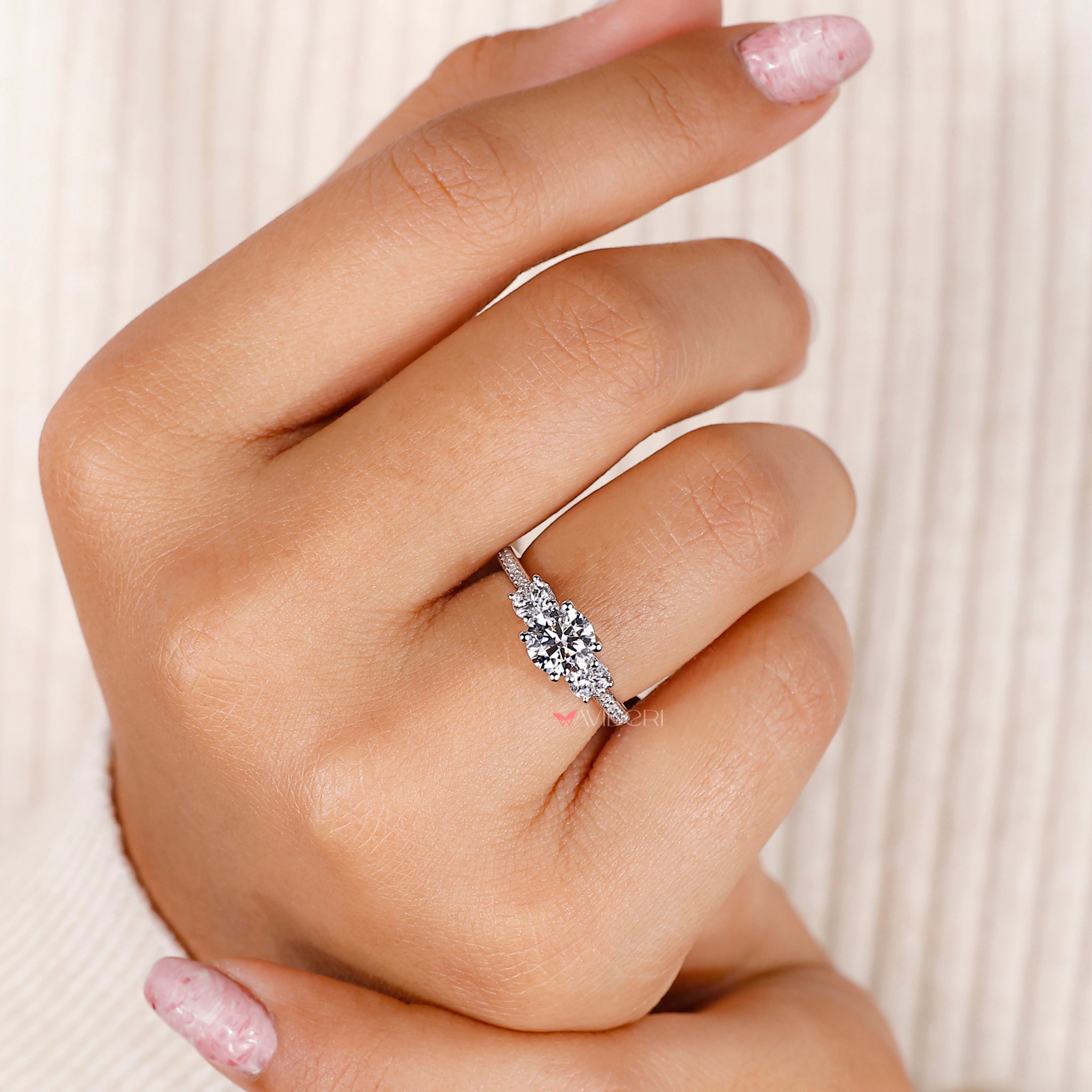 Pave wedding band with lab grown diamond.
