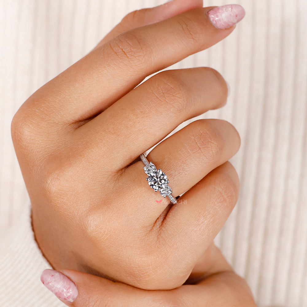 Pave wedding band with lab grown diamond.
