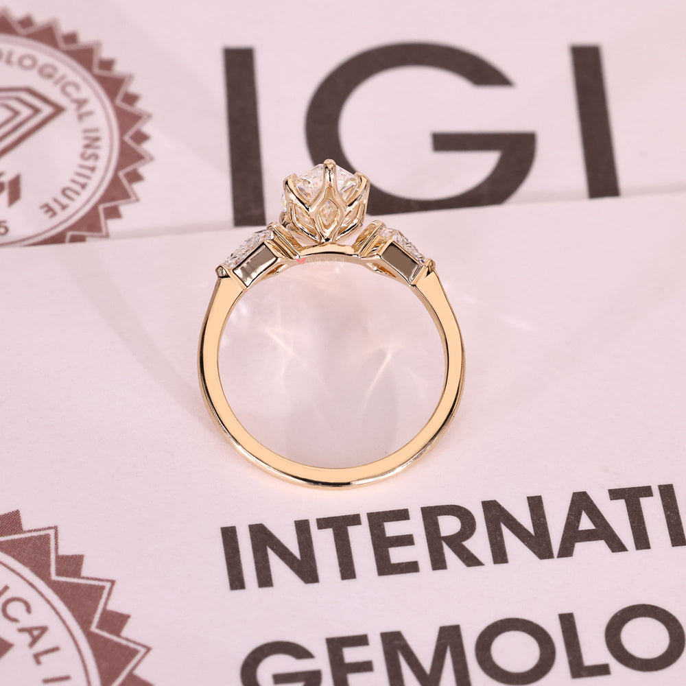 IGI certified marquise cut diamond engagement ring.