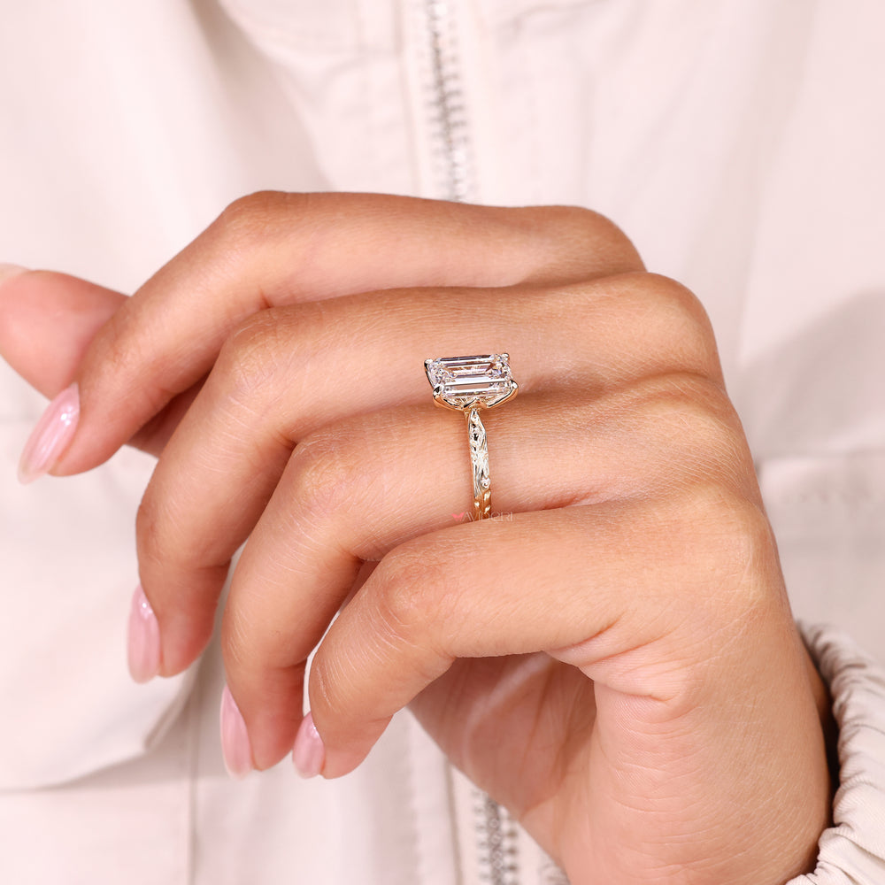 Lab grown emerald diamond ring IGI certified.
