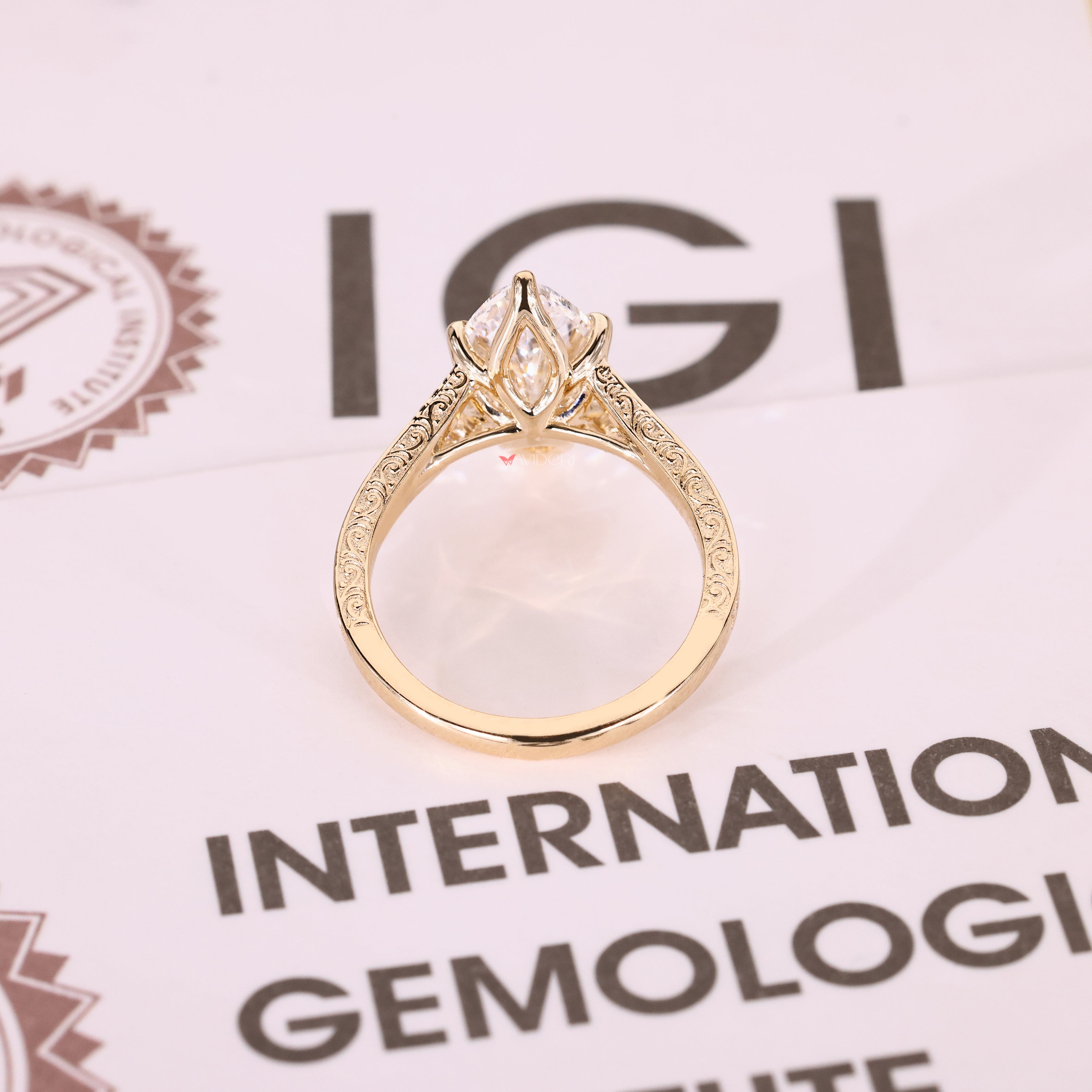 Lab grown marquise diamond ring IGI certified.
