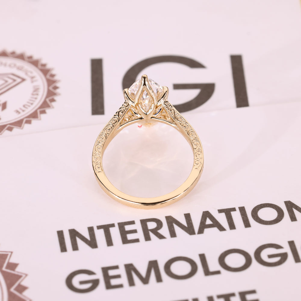 Lab grown marquise diamond ring IGI certified.
