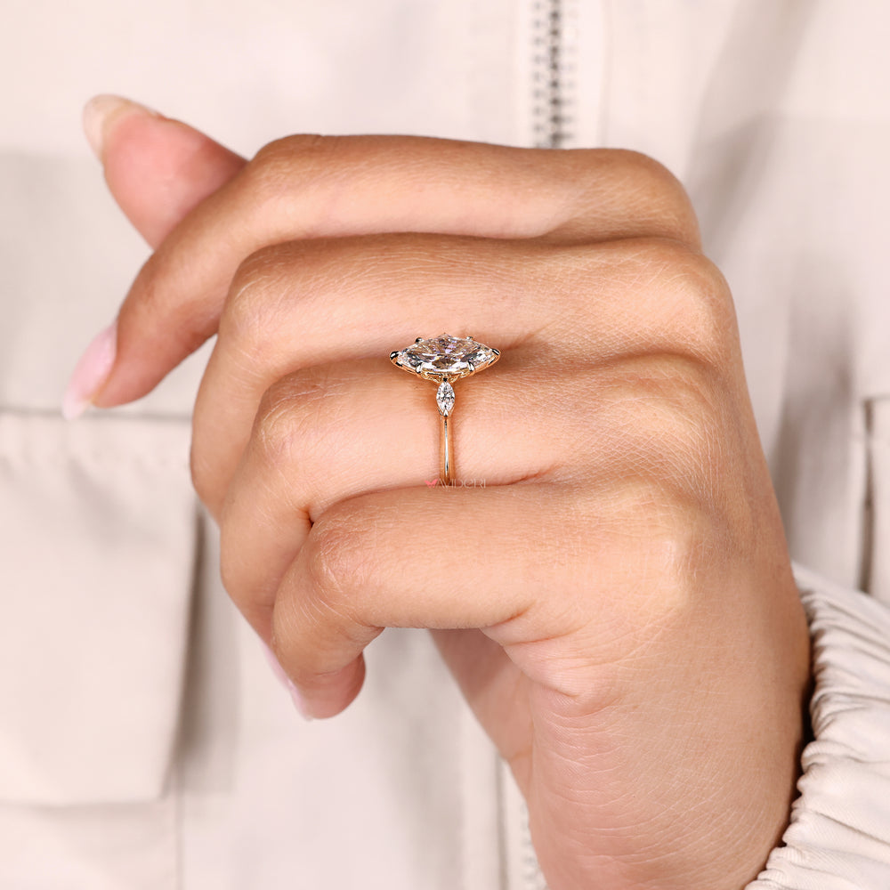 Lab grown marquise diamond ring IGI certified.
